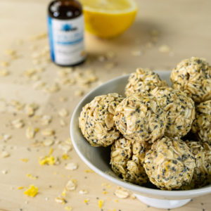 Close Up Lemon Poppy Seed CBD Protein Bites
